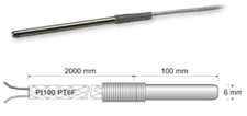 Temperature probe with PT100 thermoresistor
Temperature range:  -60÷350° - PT6.F