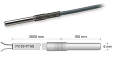 Temperature probe with PT100 thermoresistor
Temperature range: -60÷200°C - PT6.S